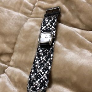 Black and diver leather band Watch